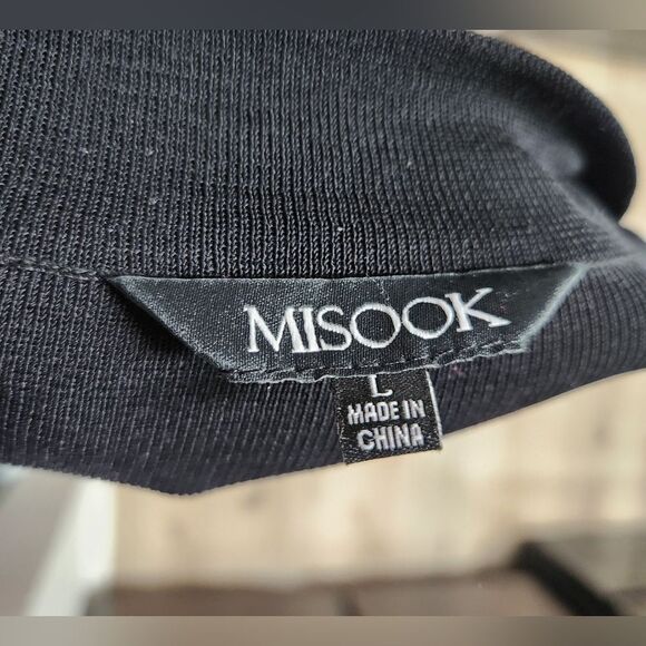 MISOOK Embroidered One Button Knit Suit Jacket Black Shoulder Padded Size L - Picture 5 of 5